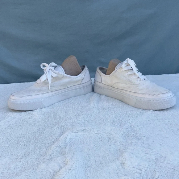 GUC AllSaints Bella White Women's Size EU 39 Leather Suede Comfort Casual Retro - Picture 3 of 9